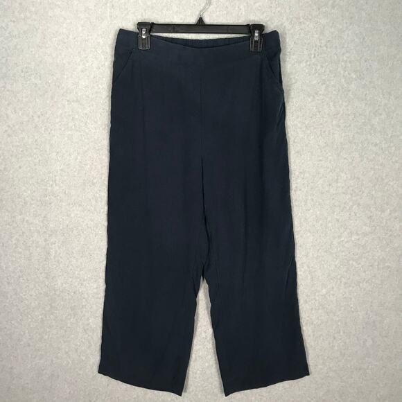 Workshop Pants Womens Medium Navy Blue Chino Crop Soft Nautical Tencel NWT $68 - Picture 1 of 12